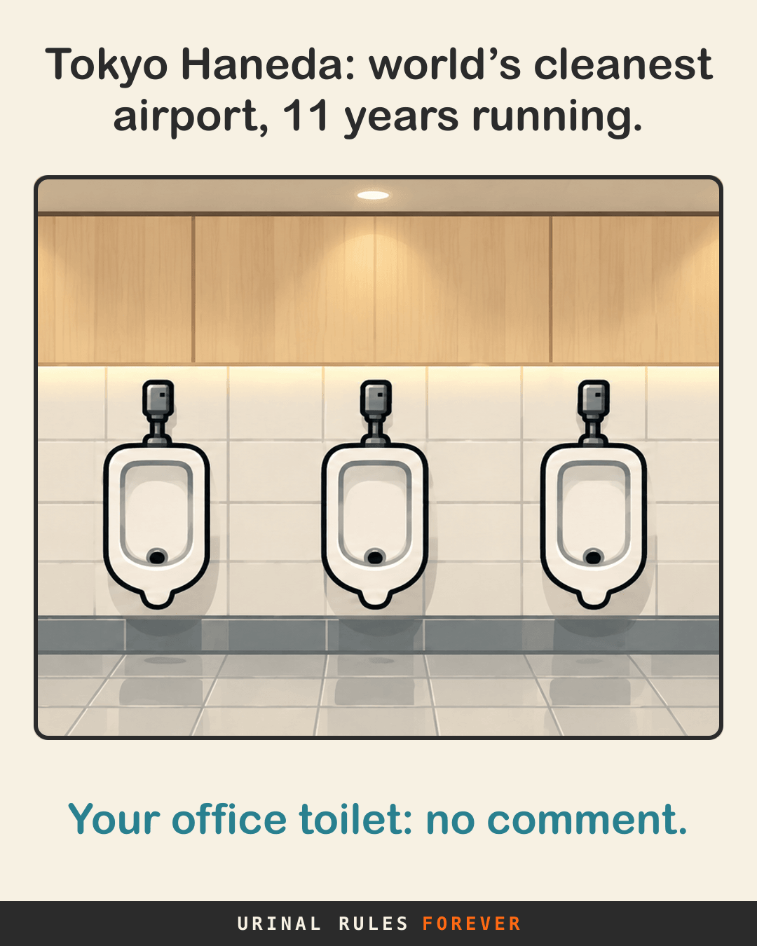 Tokyo Haneda: world’s cleanest airport, 11 years running. Your office toilet: no comment.