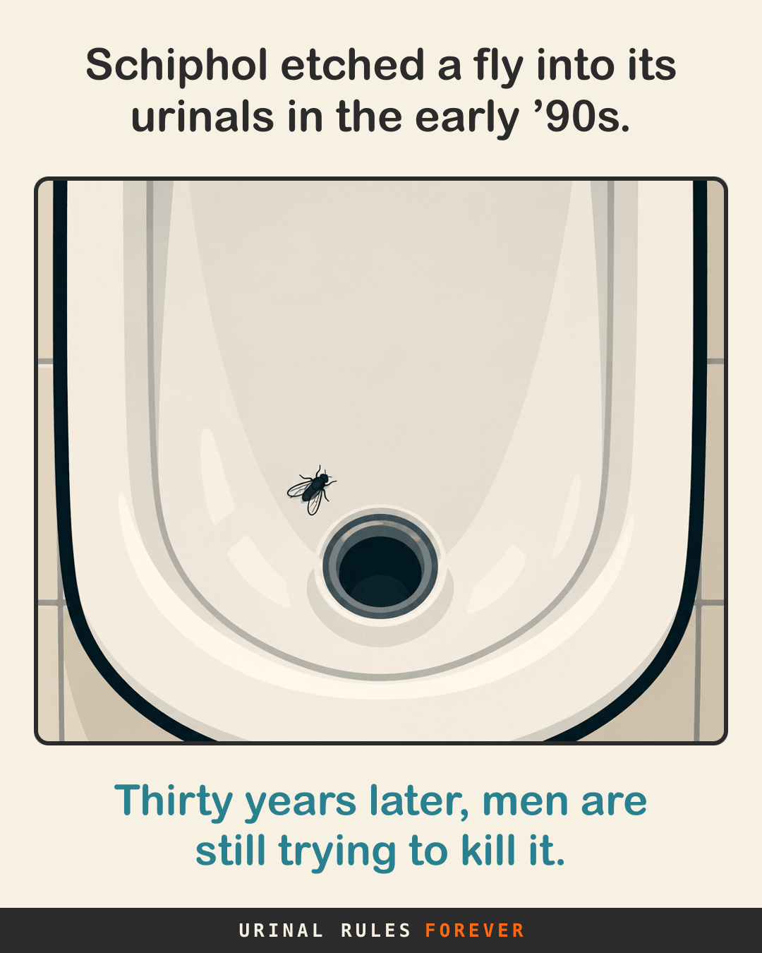 Schiphol etched a fly into its urinals in the early ’90s. Thirty years later, men are still trying to kill it.